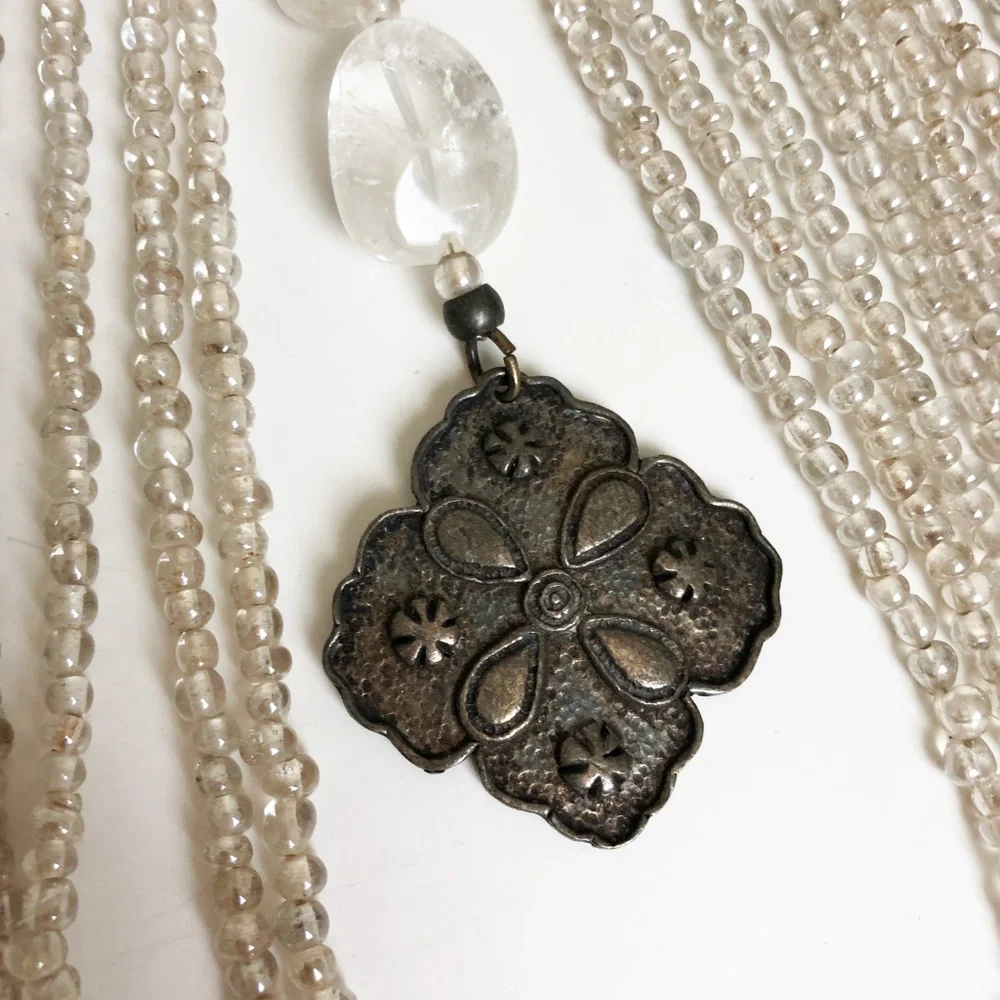 Vintage Cesaree Paris Necklace Collar with Oversized Lucite Fringe Boho Festival